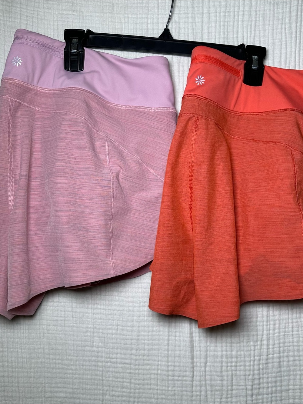 2 PAIRS-Athleta Womens XL Run With It Textured 3.5 Lined Shorts-EUC-Pink-Orange